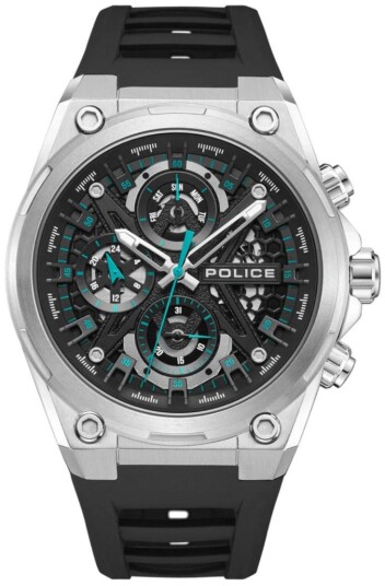 Police Herreklokke PEWGQ0054301 Sonic Sort/Gummi Ø45 mm
