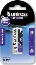 Uniross 16340 Rcr123a Lithiumbatteri Genopladelig 650Mah UM16340N1