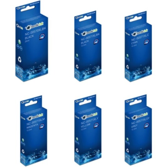 Nordicink Paket med 6 st kompatibla XL PBK/BK/C/M/Y/GY NC-0057XMULTI6