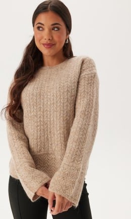 SELECTED FEMME Slfalva Structure Ls Knit O-ne Irish Cream Detail:birch XL