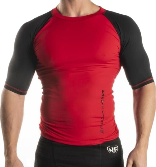 Nordic Fighter Rashguard Medium Sleeve Løpetrøyer Black/Red XL
