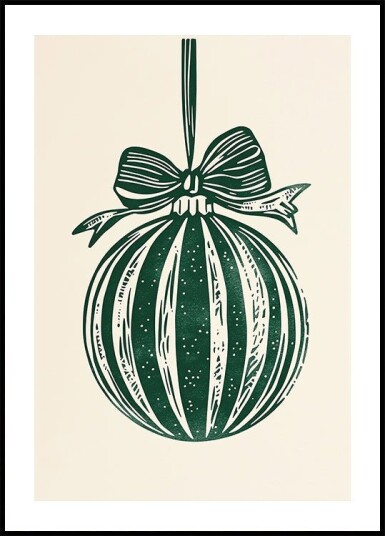 Christmas Ornament Green Illustration Poster Plakat / 30x40cm