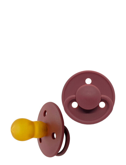 Mininor Round Pacifier Latex 6M Grey - Burgundy - 6 M