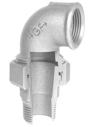 +GF+ angle union 90 galvanized 1 1/4"" socket nipple