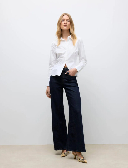 Vero Moda Awmaddie Hr Belt Wide Jeans Ra392 - Navy - 28 x 32