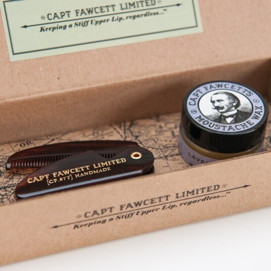 Captain Fawcett Moustache Wax & Folding Comb - Lavender Captain Fawcett Moustache Wax & Folding Comb - Lavender