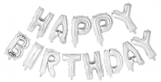 PartyDeco Ballong girlander Happy Birthday Sølv PartyDeco Ballong girlander Happy Birthday Sølv