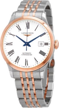 Longines Herreklokke L2.821.5.11.7 Record Hvit/18 karat rosé gull