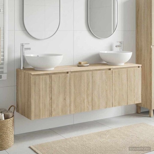 vidaXL Baderomsskapsett 3 stk. Sonoma eik 49,5 x 44,5 x 65 cm