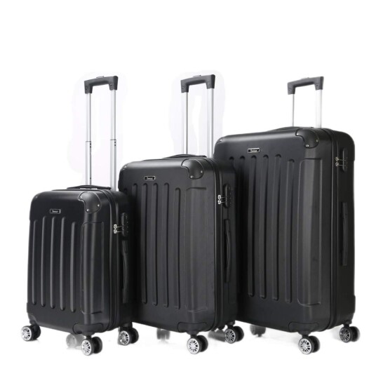 Sett med 3 kofferter - hardplast - sort Sett med 3 kofferter - hardplast - sort