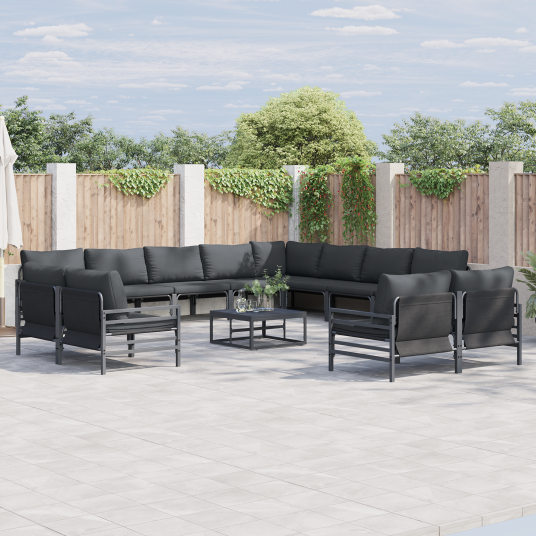Hagesofa Set 12 pcs Antrasitt Stål Hagesofa Set 12 pcs Antrasitt Stål