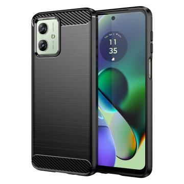 Motorola Moto G54 Børstet TPU Deksel Karbonfiber Svart
