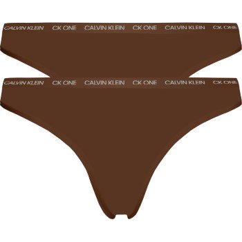Calvin Klein Truser 2P One Cotton Stretch Plus Thong M?rkbrun bomull X-Large Dame Calvin Klein Truser 2P One Cotton Stretch Plus Thong M?rkbrun bomull X-Large Dame
