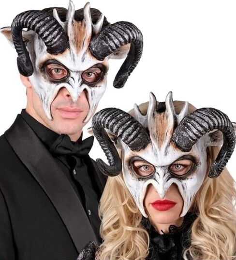 Commedia Dell"arte Hvit Demon Maske med Horn Commedia Dell"arte Hvit Demon Maske med Horn