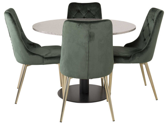 Venture Design Razzia & Velvet spisegruppe Grå/grønn 4 st stoler & bord 106 cm