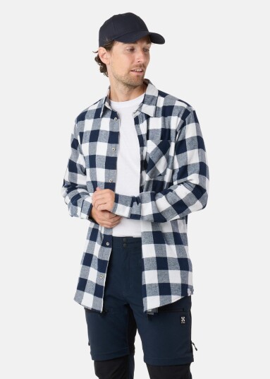 Denim Factory Denver Flannel Shirt II Navy/White Check 2XL Langarmede skjorter