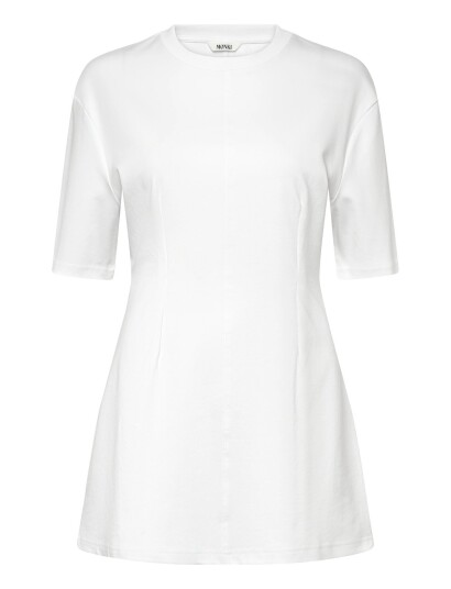 Monki Short Sleeved Cotton Mini Dress White XS