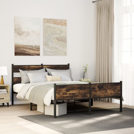  Sengeramme uten madrass røkt eik 137x190 cm konstruert tre 8721158378248