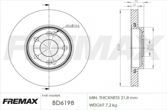Bremseskive FREMAX BD-6198