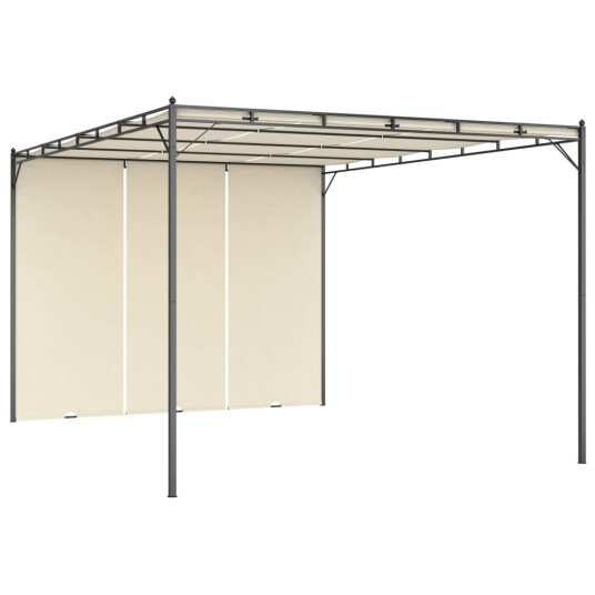 vidaXL Hagepaviljong med sidegardin 4x3x2,25 m kremhvit vidaXL Hagepaviljong med sidegardin 4x3x2,25 m kremhvit