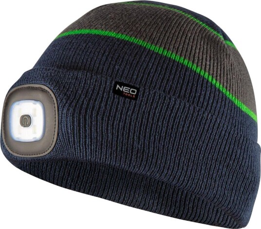 NEO Tools LED-pannebånd 81-630 Justerbar lysstyrke USB-lading Marineblå Grå Grønn