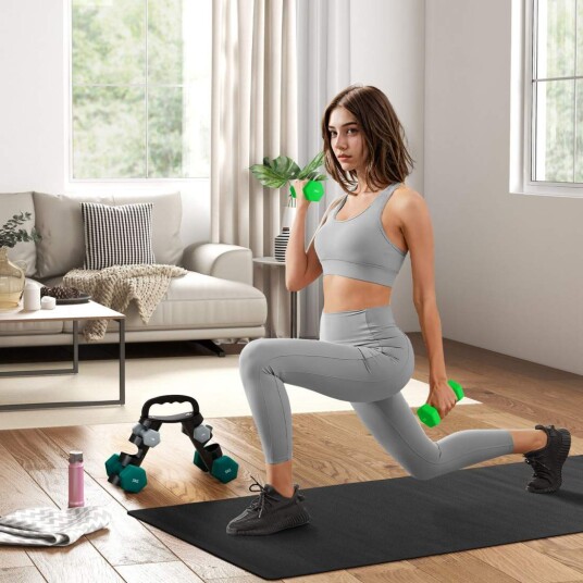 Hantelsett 6 manualer med sammenleggbart manualstativ 2 x 1 kg 2 x 3 kg 2 x 5 kg manualer kettlebell for trening gymnastikk