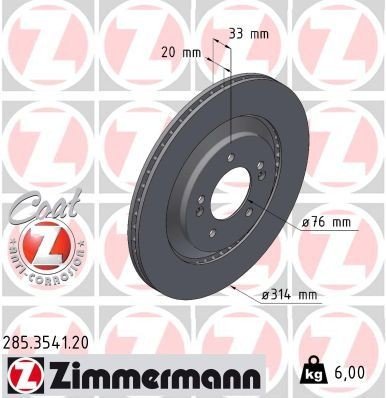 Bremseskive ZIMMERMANN 285.3541.20