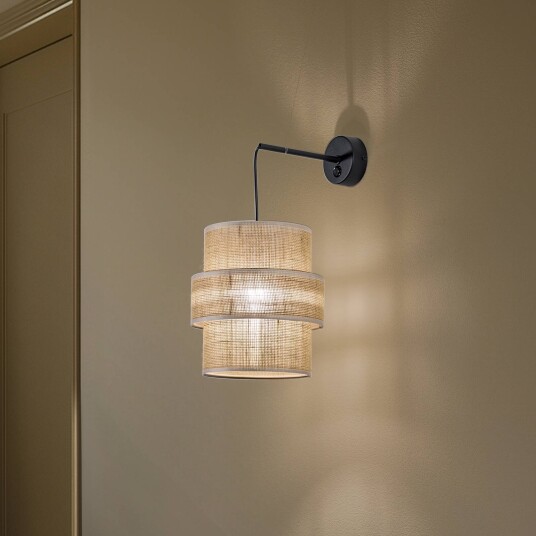 TK Lighting Calisto vegglampe jute naturbrun bryter TK Lighting Calisto vegglampe jute naturbrun bryter