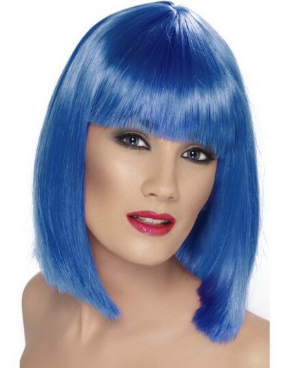 Smiffys Glam Bob Cut Parykk Blå