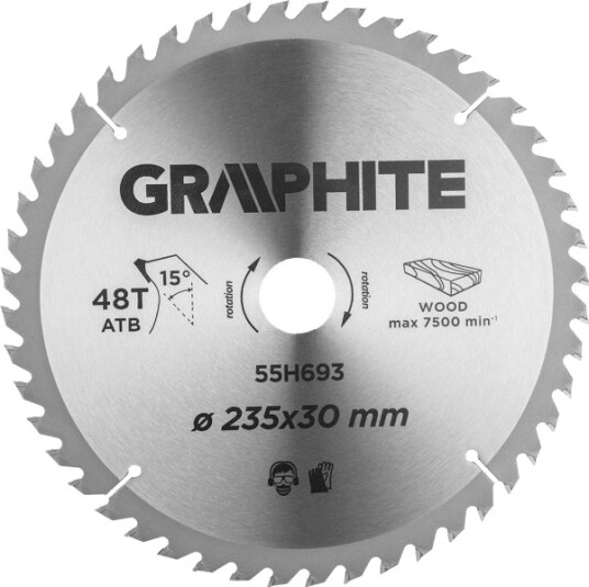 Grafitt Grafittsirkelsag (Sirkelsag, Bred, 235 X 30 Mm, 48 Tenner)