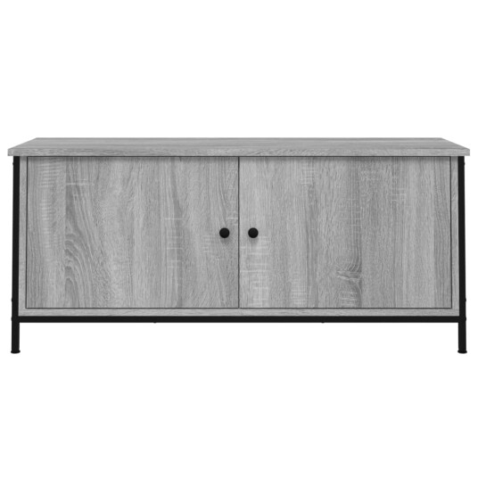 vidaXL TV-benk med dører grå sonoma 102x35x45 cm konstruert tre
