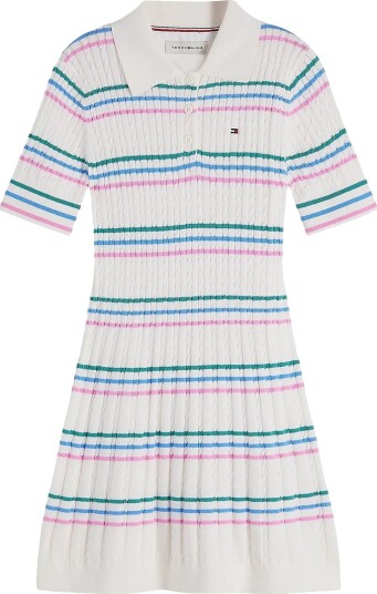 Tommy Hilfiger Kjole Polo Ivory Silke Tommy Hilfiger 7 år (122) Kjole Blå Grønn Hvit Rosa
