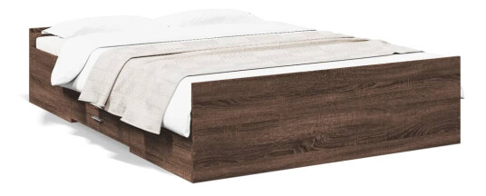 Sengeramme med skuffer brun eik 140x190 cm konstruert tre 8721102619663