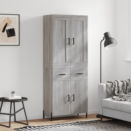 Highboard grå sonoma 69,5x34x180 cm konstruert tre Highboard grå sonoma 69,5x34x180 cm konstruert tre