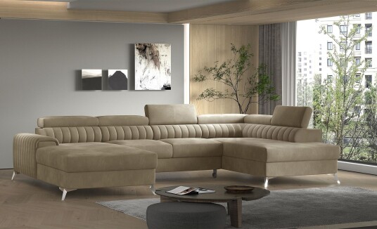 Kamran Sovesofa m. Divan og Sjeselong med Oppbevaring Beige Kamran Sovesofa m. Divan og Sjeselong med Oppbevaring Beige