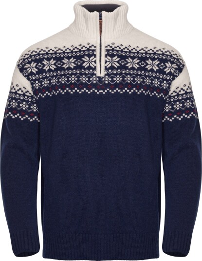 Gridarmor Men's Snøkrystall Half Zip Ullgenser Dark Navy/White/Red S Gridarmor Men's Snøkrystall Half Zip Ullgenser Dark Navy/White/Red S