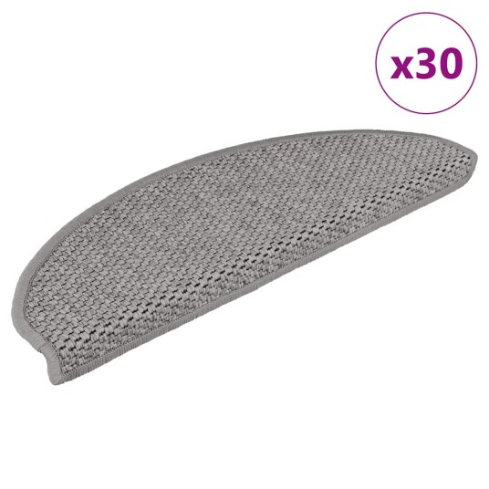  Selvklebende trappematter sisal 30 stk 65x21x4 cm sølv 8721288459909