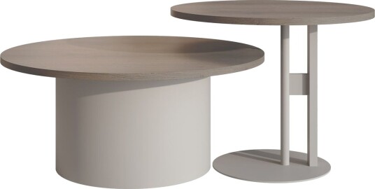 Lorvyn Sett med bord rundt 58/75 cm - Beige og lysebrun