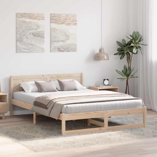 Sengramme Naturlig Solid Furu 140 x 200 cm Holdbar Sengramme