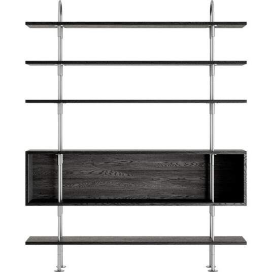 Gubi Keen 160 Hyllesystem 4 Hyller og Boks Rustfritt Stål/askfiner Gubi Keen 160 Hyllesystem 4 Hyller og Boks Rustfritt Stål/askfiner