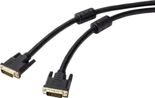 Renkforce Dvi Tilkoblingskabel 20,00 M Rf-4695150 Dobbeltskjermet Med Ferrittkjerne Gullbelagte Pluggkontakter Sorte [1X Dvi-Plugg 24+1-Pins. 1X Dvi-Kontakt Rf-4695150