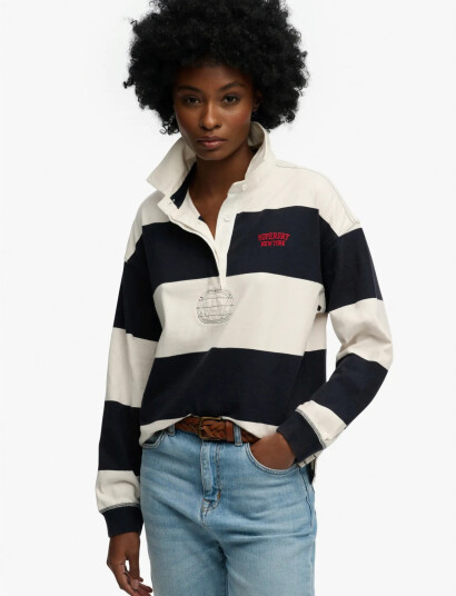 Superdry Heritage Stripe Rugby Top Navy 8