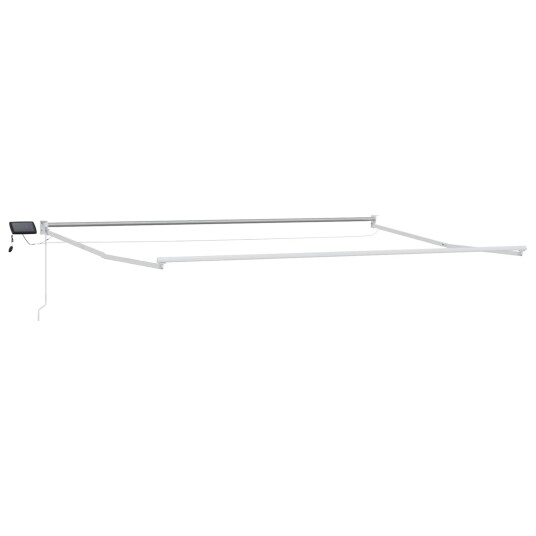  Manuell utvidbar markise med LED lamper Gul og hvit 4 × 3 m