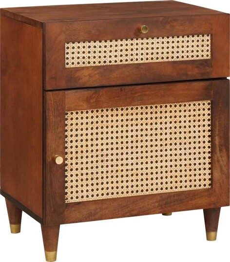 Nattbord Brun Rattan og massiv mango tre