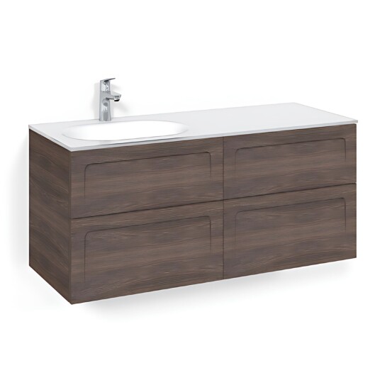 Macro Design Crown Servantskap 4-skuff - med Venstre Glasservant 120cm Brun ask / Shape Glass Edge Hvit Macro Design Crown Servantskap 4-skuff - med Venstre Glasservant 120cm Brun ask / Shape Glass Edge Hvit