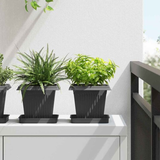 vidaXL Firkantet Blomsterpotte 24 pcs Svart 16 x 16 x 14 cm Plast