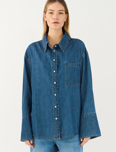 Tomorrow Trw-Jane Oversize Denim Shirt Wash - Navy - 38