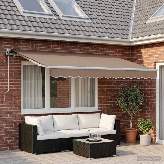vidaXL Uttrekkbar markise Gråbrun 400 × 350 cm Stoff og Aluminium