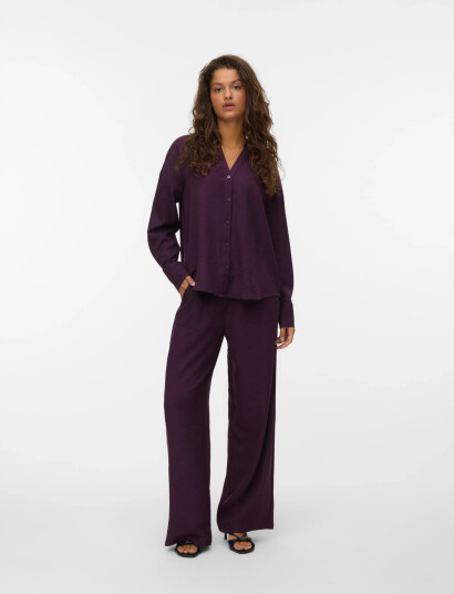 Vero Moda Vmmelaney Queeny Ls Shirt Wvn Noos - Purple - S