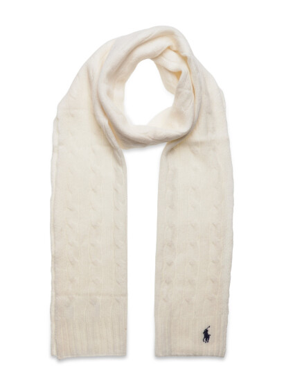 Polo Ralph Lauren Cable-Knit Wool-Cashmere Scarf - Cream - ONE SIZE Polo Ralph Lauren Cable-Knit Wool-Cashmere Scarf - Cream - ONE SIZE